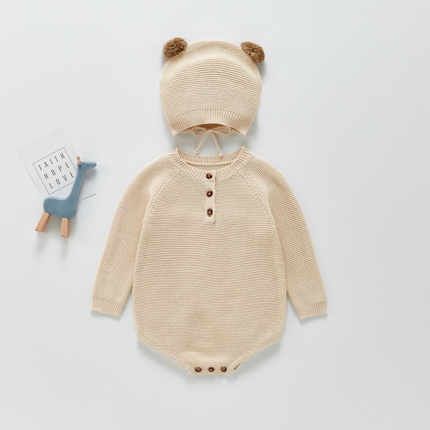 Knit Onesie & Beanie Set