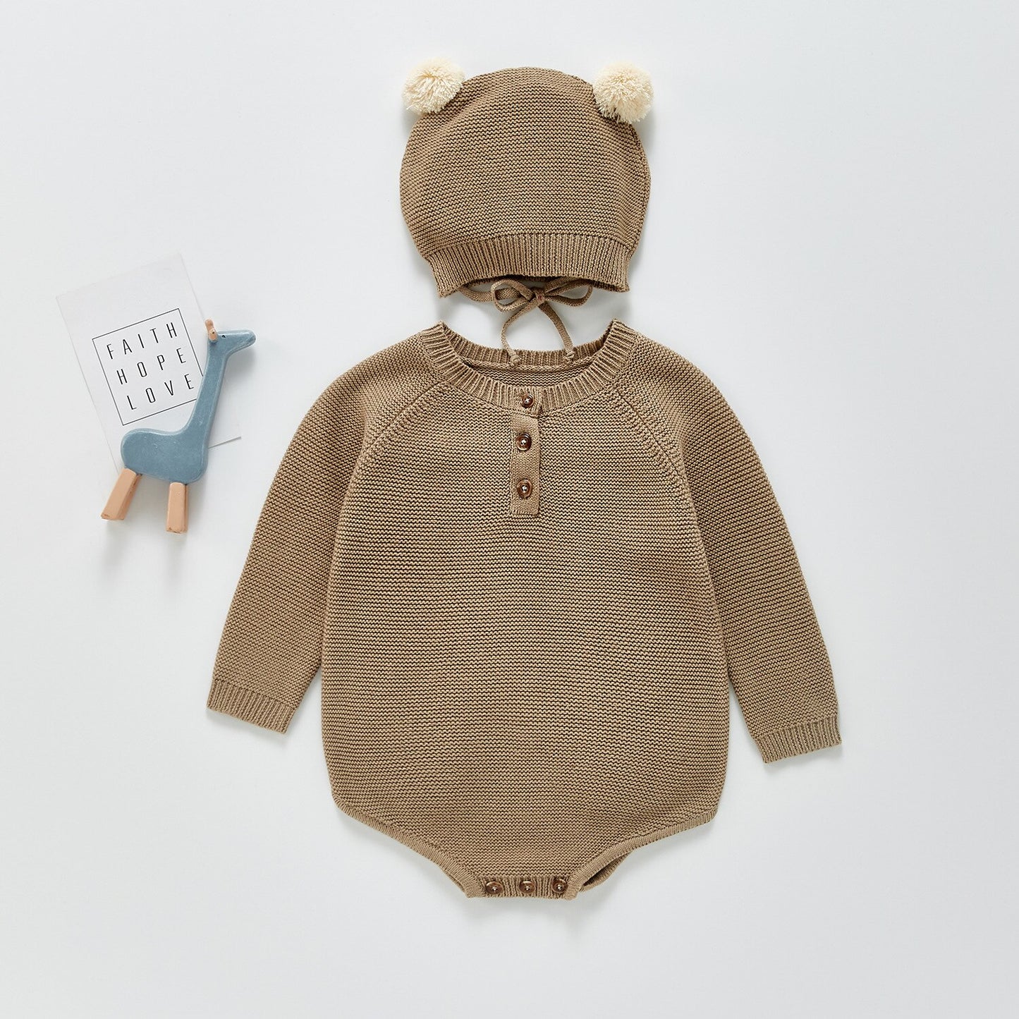 Knit Onesie & Beanie Set